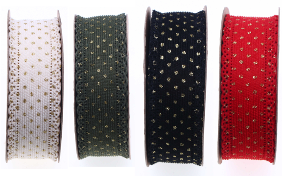 Velour Dot ribbon with Scalloped Lace trim