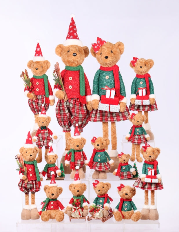 Christmas Teddy Bear holding gifts with Extendable Leg