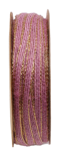 Pink Jute ribbon with Gold Metallic Stripe