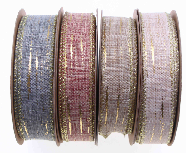 Metallic-striped Faux Burlap ribbons