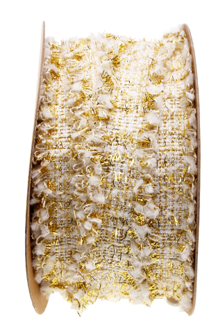 Tweed-style Boucle ribbon with Gold Metallic Threads