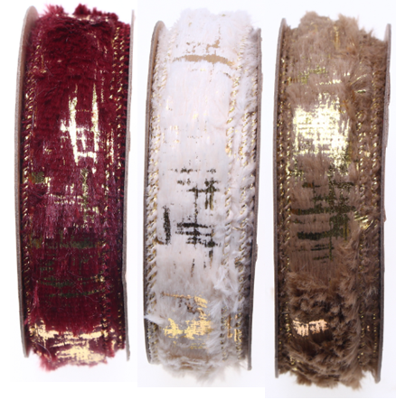 Raw-edge Metallic Chenille ribbon