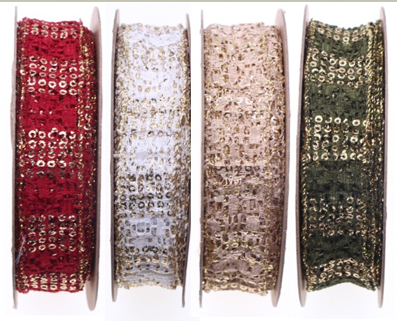 Sequin-edged Metallic Mesh ribbon