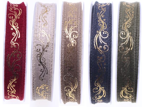 Gold Foil Floral Jacquard ribbon