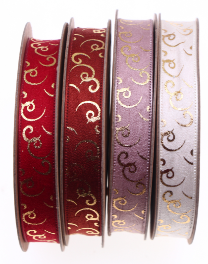 Gold Foil Swirl Satin ribbon
