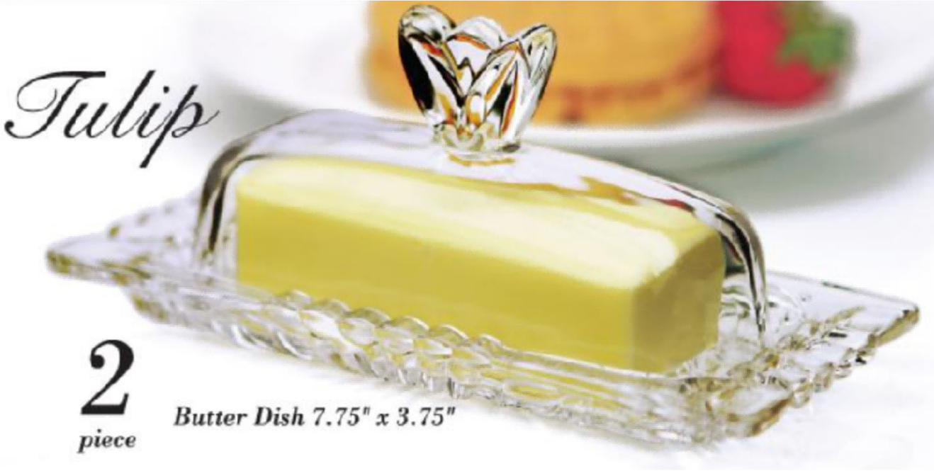 Glass Tulip Butter Dish