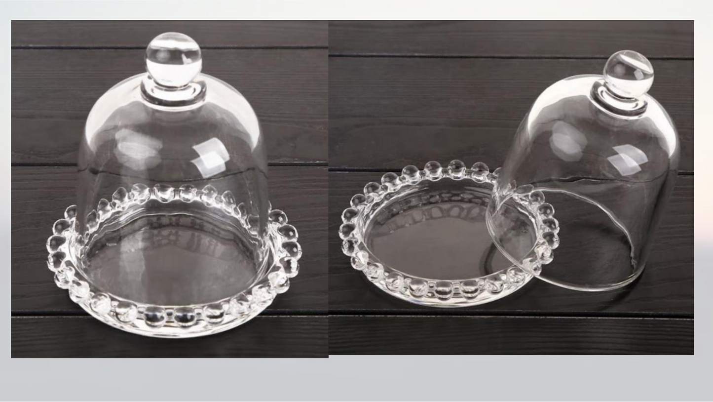 Beaded Glass Cake Stand with a Dome Cover