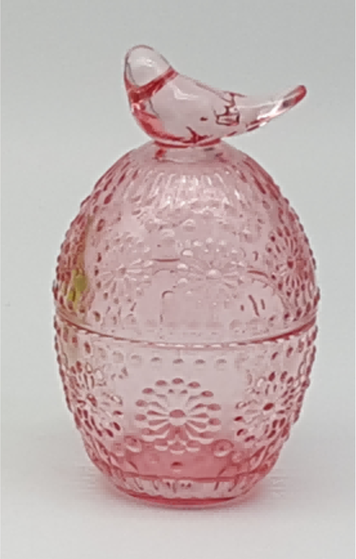 Pink Glass Egg Jar with Animal Lid
