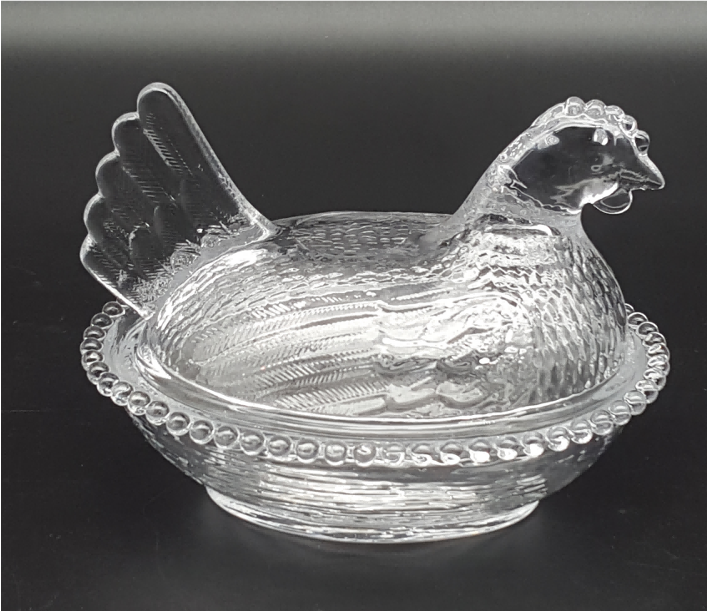 Glass "Hen on a Nest" Covered Dish