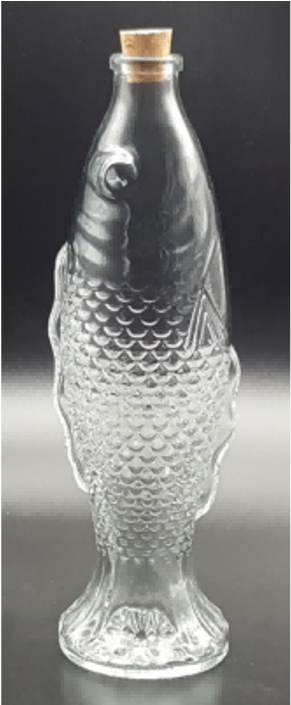 Fish-shaped Glass Oil or Vinegar Cruet Bottle with Cork Stopper