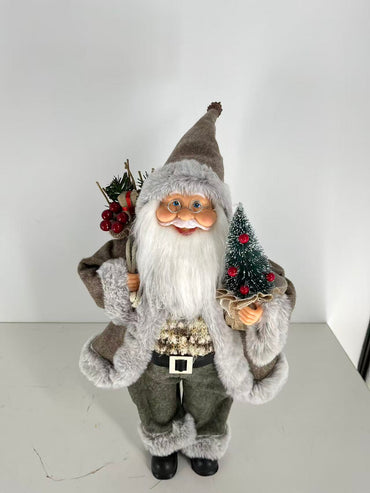 Santa Claus holding Gift Bag and Christmas Tree