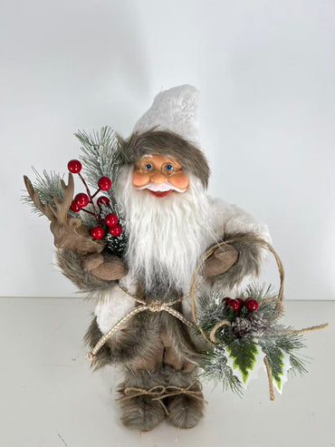 Santa Claus holding Christmas Tree and Gift Basket