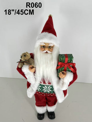 Santa Claus holding Teddy Bear and Present