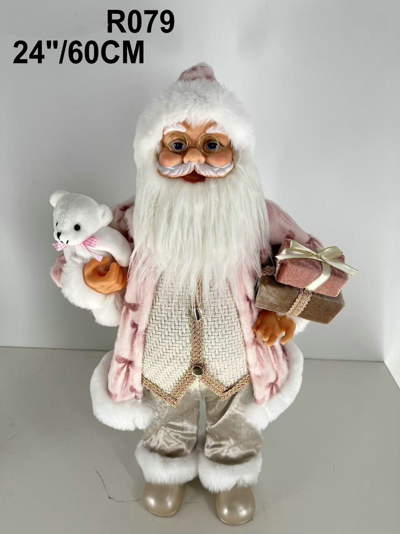 Santa Claus holding Teddy Bear and Present