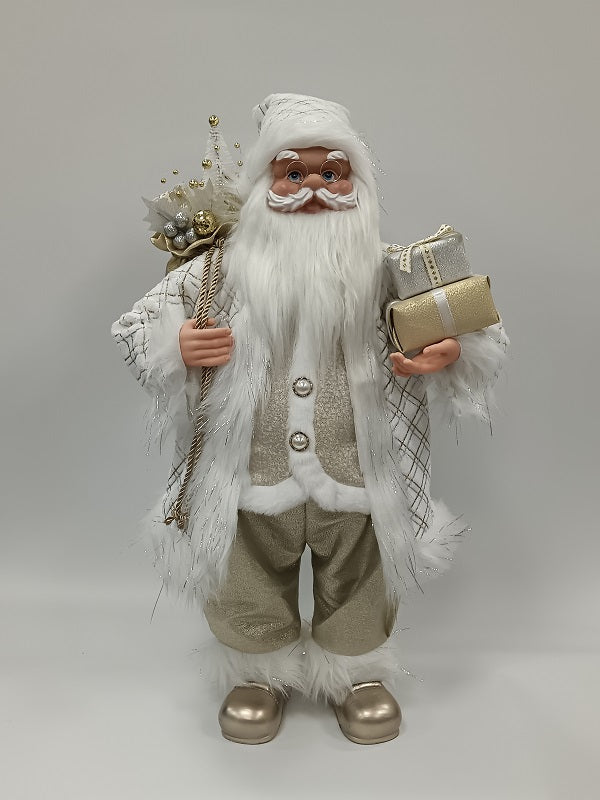 Santa Claus holding Present and Gift Bag
