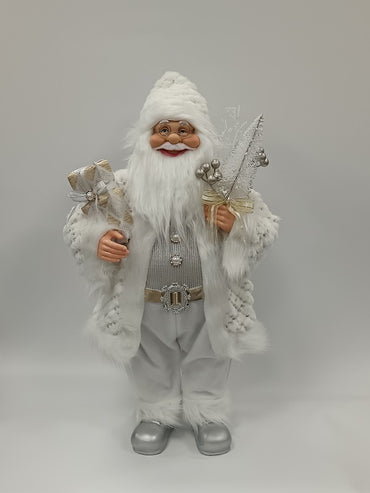 Santa Claus holding Present and Christmas Tree