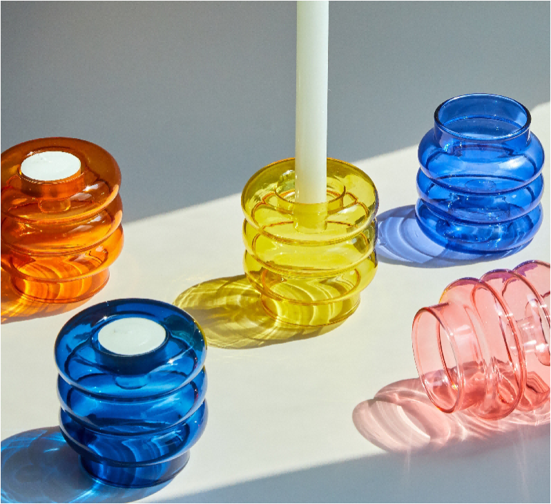 Ribbed Glass Candle Holders