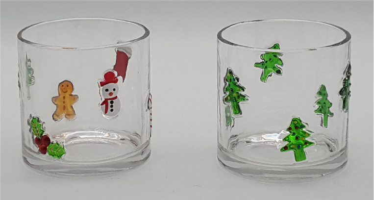 Christmas Themed Embossed Glass Candle Holder