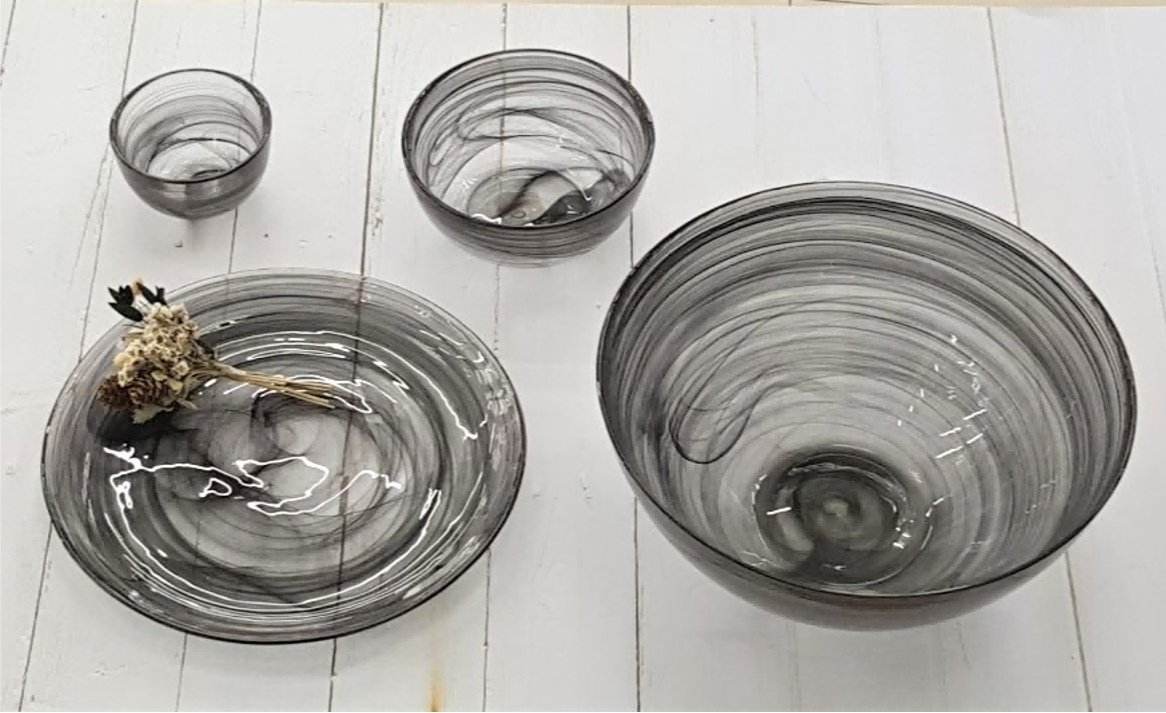 Glass Serving Bowl and Plate Set