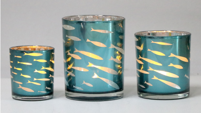 Frosted Blue Glass Candle Holders