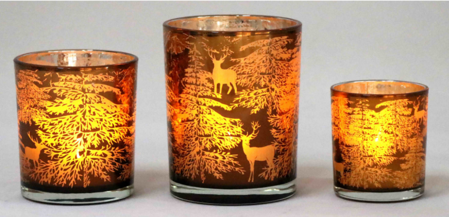 Frosted Orange Glass Candle Holders