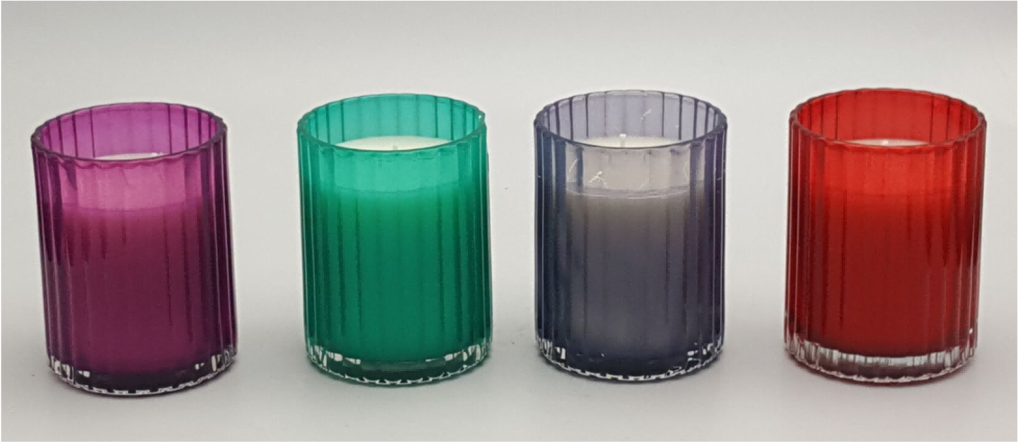 Ribbed Glass Candle Holder with Wax