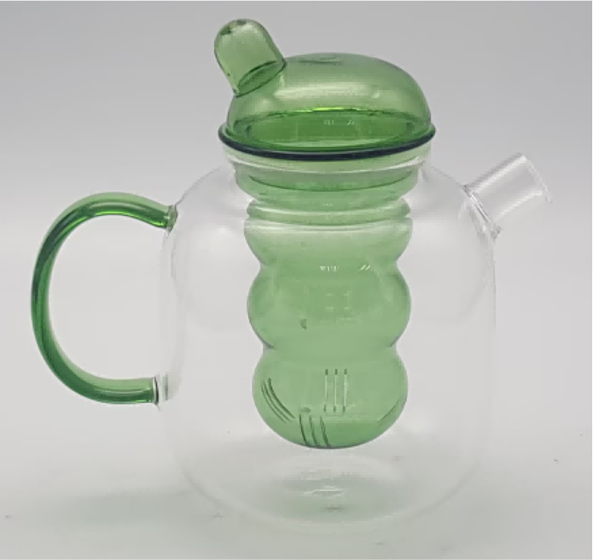 Glass Teapot with Green Infuser