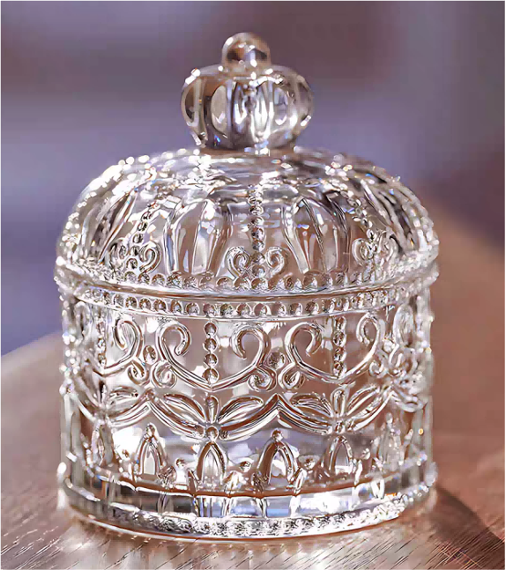 Vintage-Style Crystal Glass Trinket Box