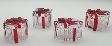 Gift-shaped Glass Trinket Box