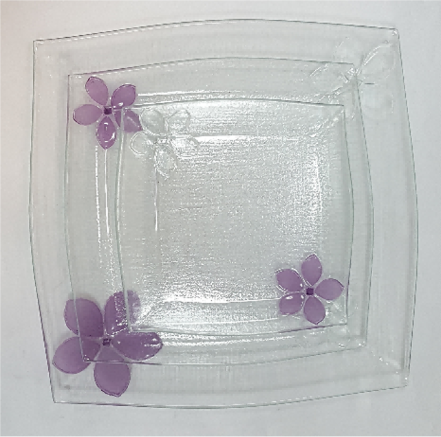 Vintage Glass Serving Plate with Raised Floral Design