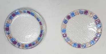 Fused Glass Plate with Mosaic Border