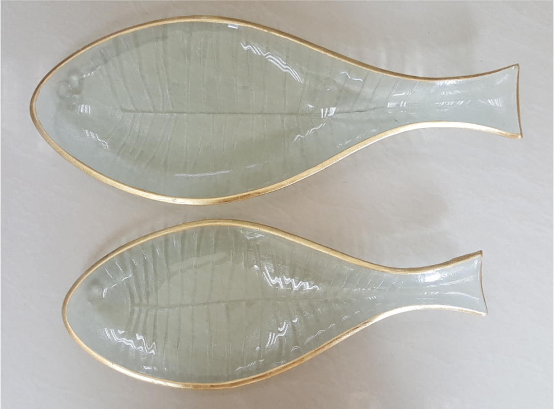Gold-rimmed Fish-shaped Serving Plate