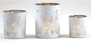 Frosted White Glass Candle Holders