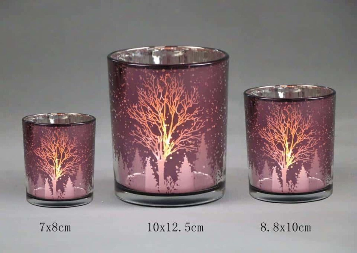 Frosted Red Glass Candle Holders
