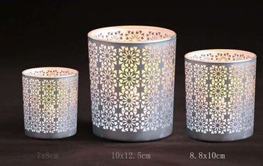 Frosted Christmas Glass Candle Holders