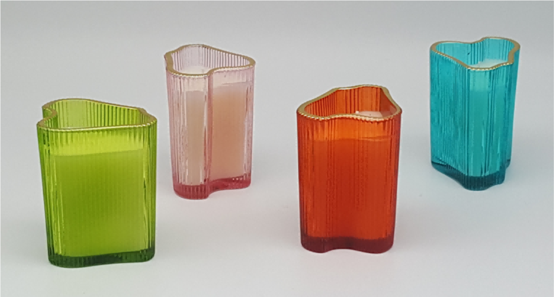 Fluted Glass Candle Holder with Wax