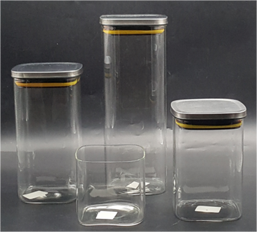 Glass Canister with Stainless Steel Lids