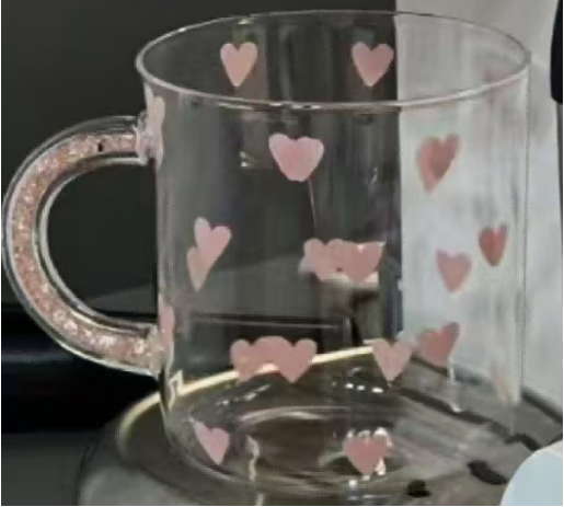 Glass Coffee Mug with Printed Heart