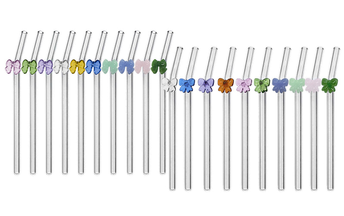 Reusable Glass Straw with Glass Bowknot