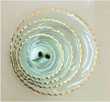 Gold-rimmed Round Glass Serving Plate