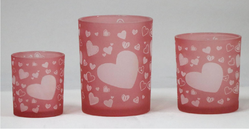 Heart Printed Glass Mug and Tumbler