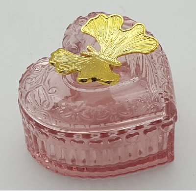 Heart-shaped Glass Trinket Box with Bow Lid