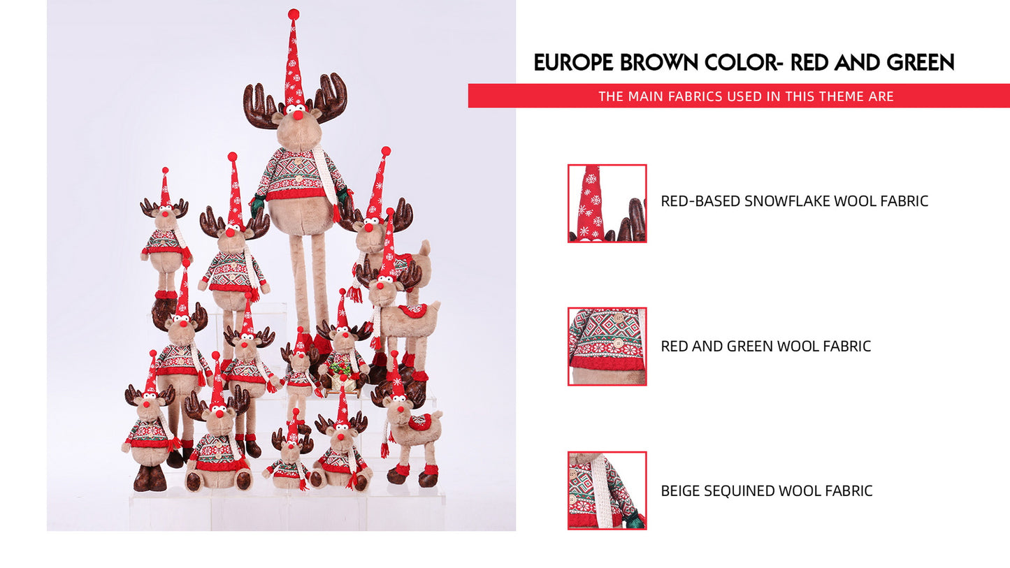 Reindeer with Christmas Plush Decor with Expandable Leg
