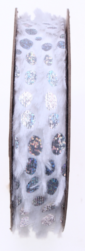 Iridescent Sequin with White Faux-fur ribbon
