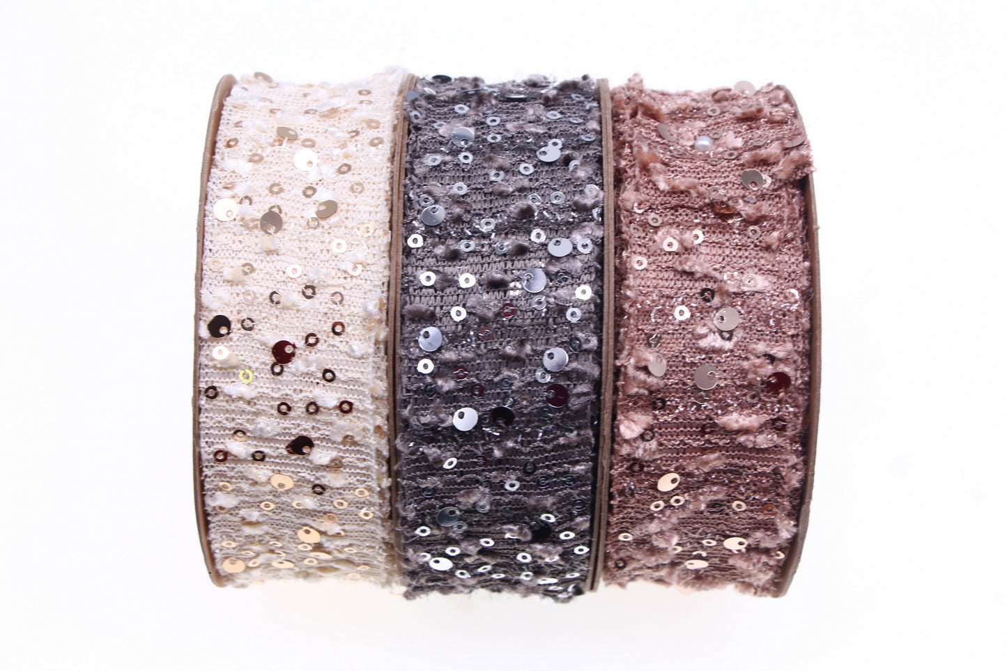 Sequin-embellished Fuzzy Knit ribbons