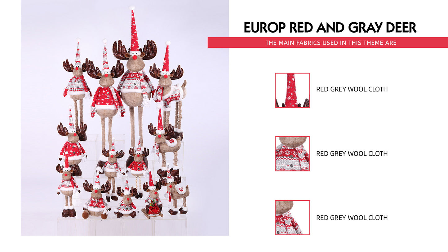 Reindeer with Christmas Plush Decor with Expandable Leg