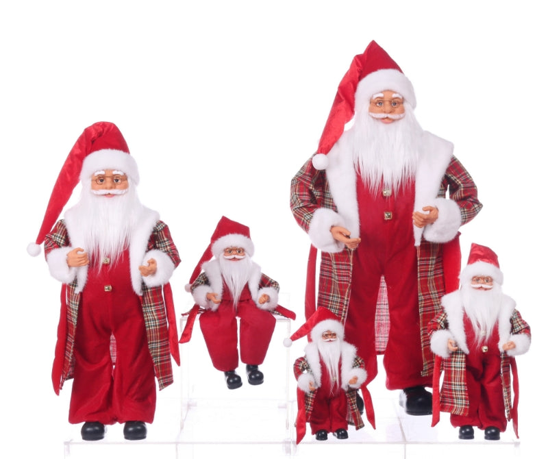 Santa Claus with Christmas Plaid Open Jacket