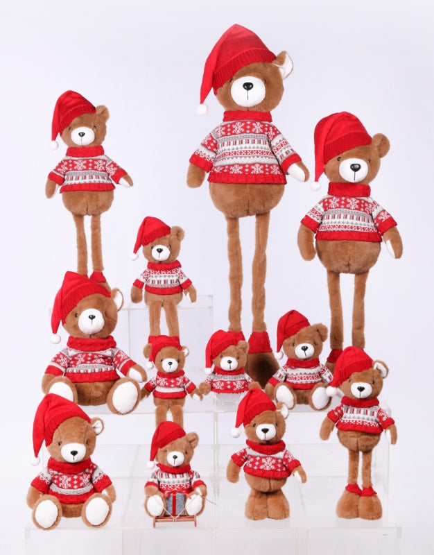 Christmas Knitted Sweater Teddy Bear with Extendable Leg