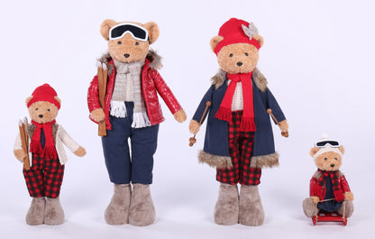 Extendable Leg Teddy Bear with Puffer Jacket and Skiing Gear