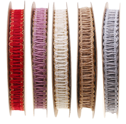 Mini Rickrack Trim ribbon with Metallic Gold Edges